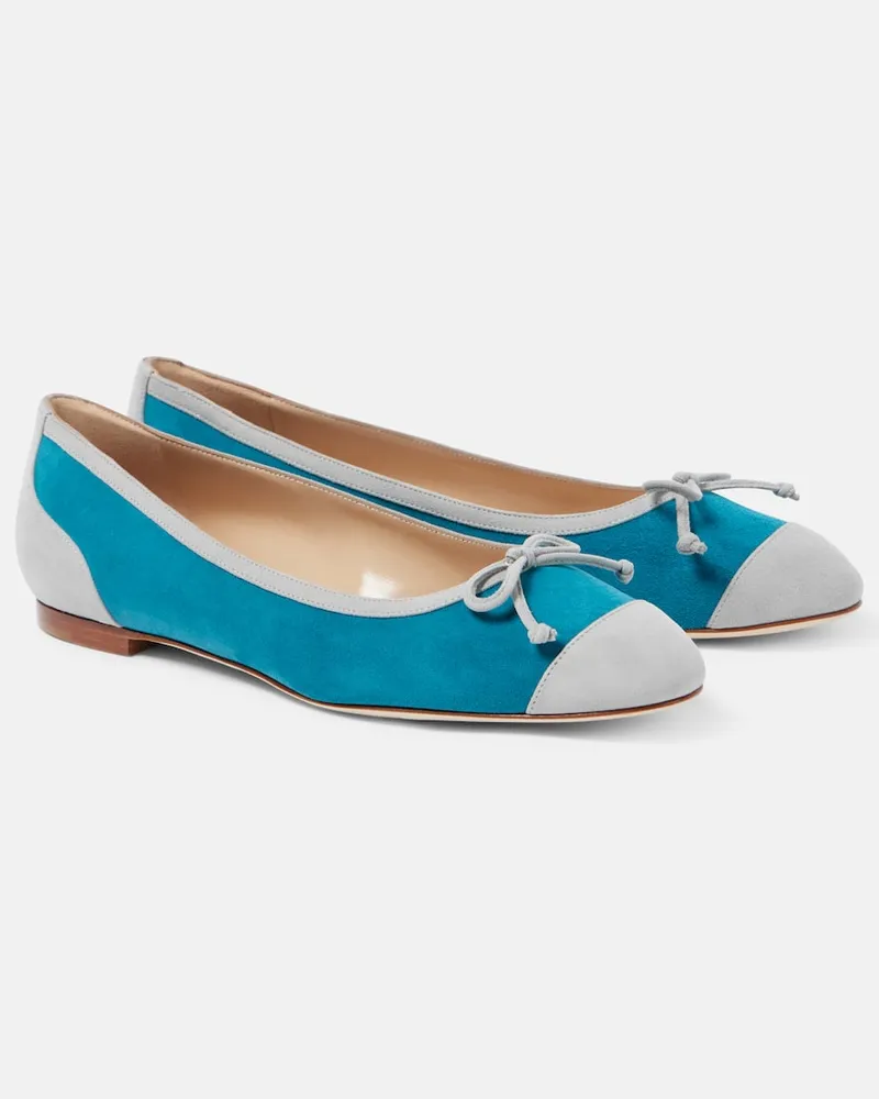 Manolo Blahnik Ballerinas Capbal aus Veloursleder Blau