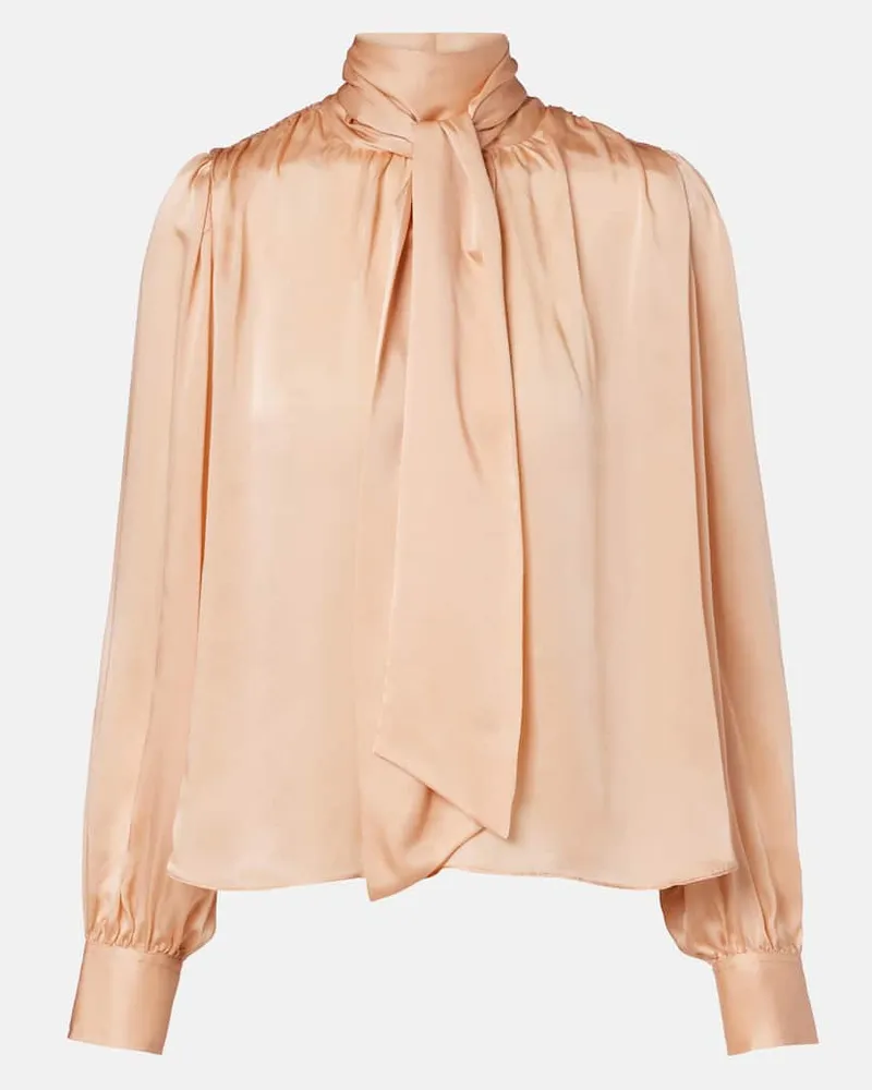 Ulla Johnson Schluppenbluse Ornament aus Seidenchiffon Rosa