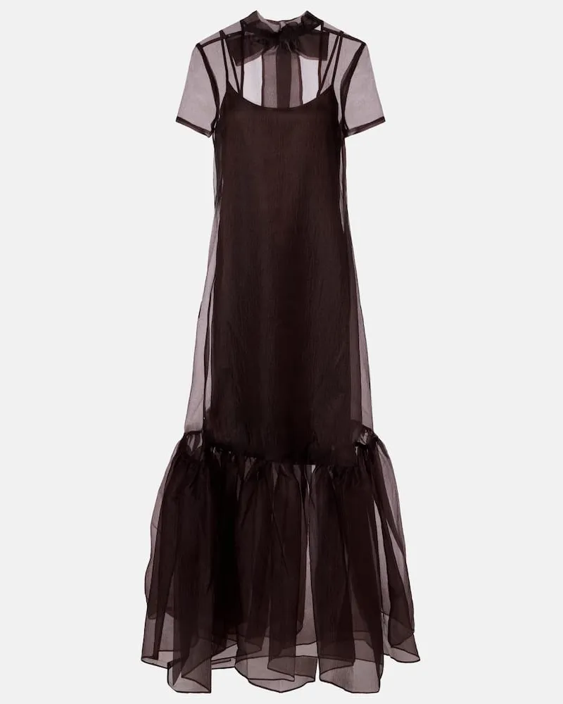 STAUD Maxikleid Calluna aus Organza Braun
