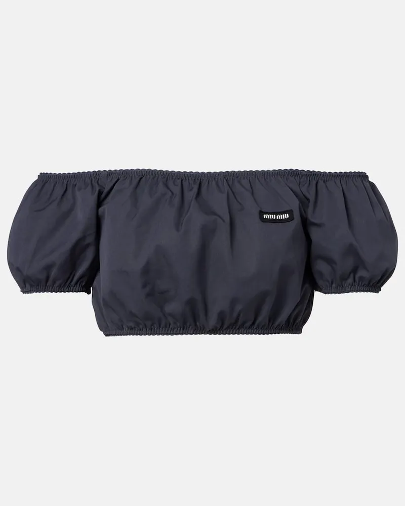 Miu Miu Cropped-Top aus Baumwollpopeline Blau
