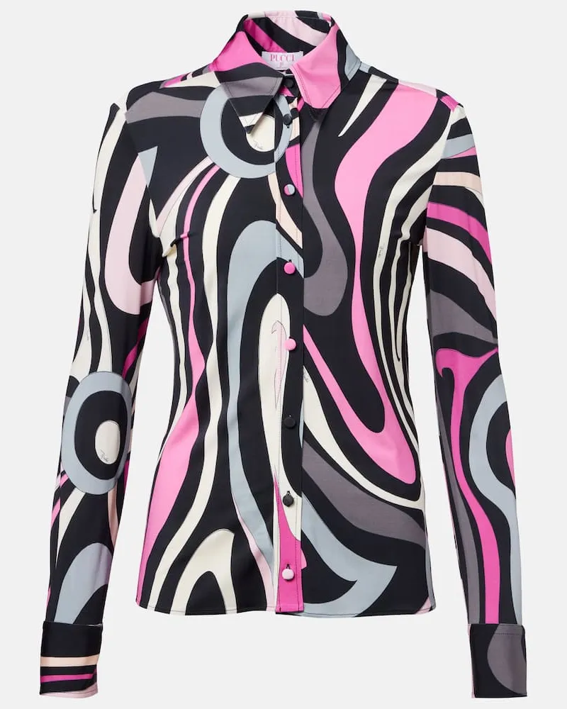 Emilio Pucci Hemd Marmo aus Satin Schwarz
