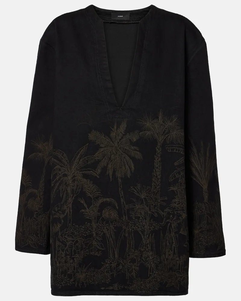 Alanui Top Jungle Toile De Jouy aus Denim Schwarz