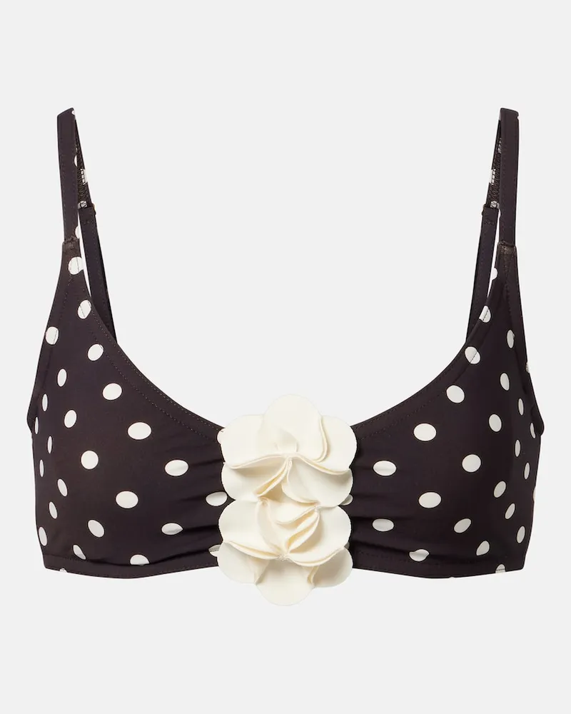 Karla Colletto Bikini-Oberteil mit Blumenapplikation Braun