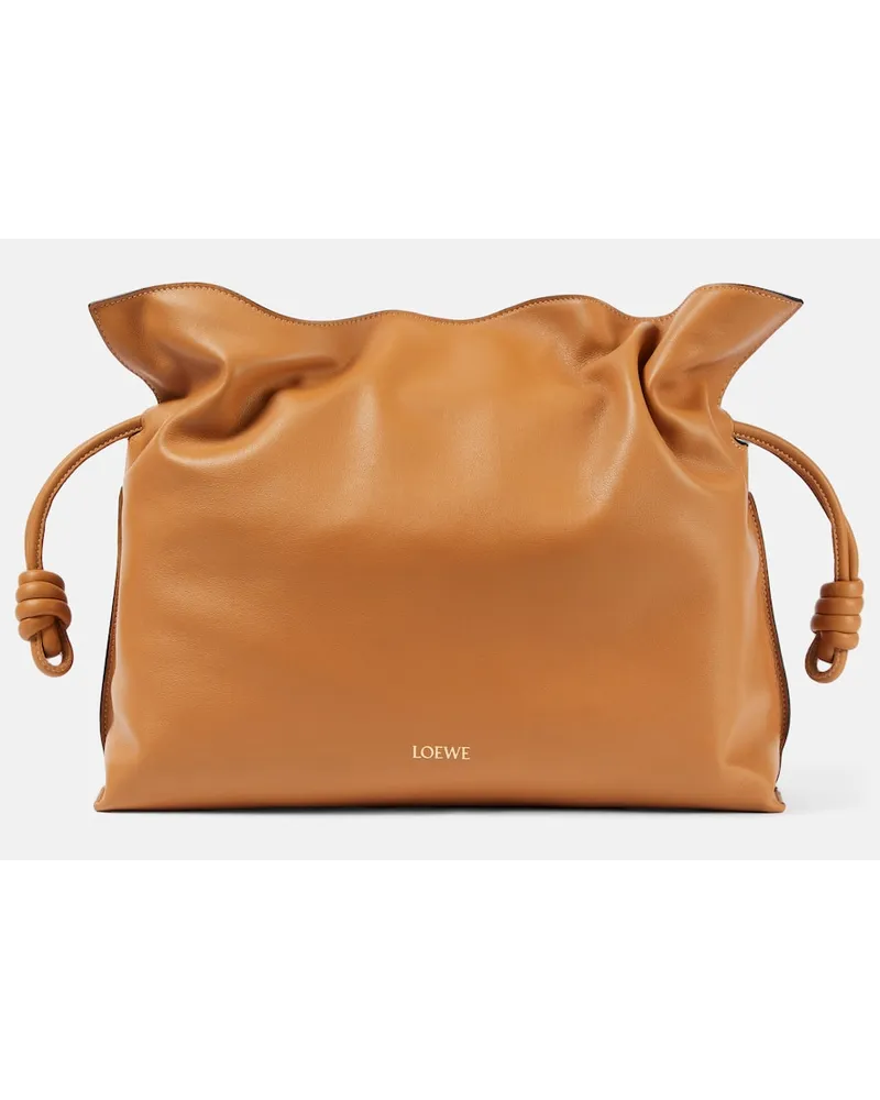 Loewe Clutch Flamenco Large aus Leder Braun