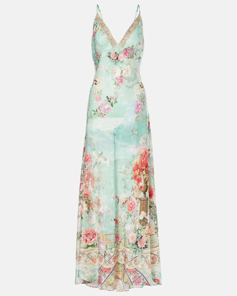 Camilla Bedrucktes Slipdress aus Satin Multicolor