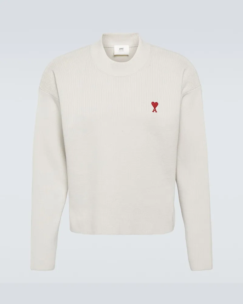 AMI Paris Pullover Ami de Cœur aus einem Baumwollgemisch Weiß