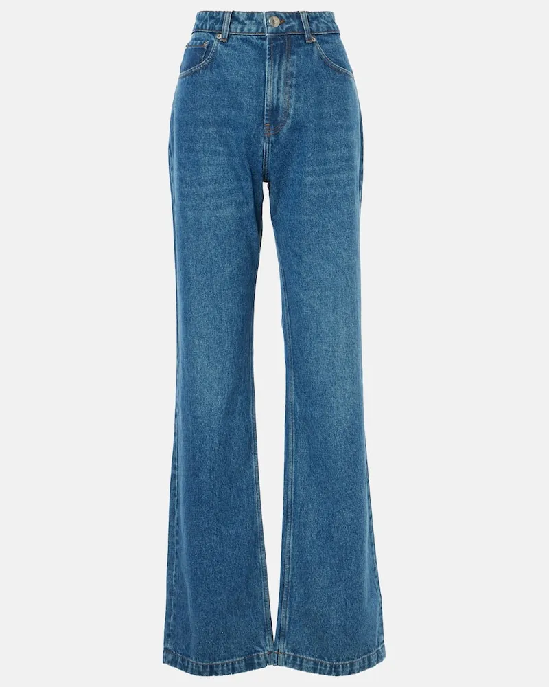 AMI Paris Mid-Rise Wide-Leg Jeans Blau