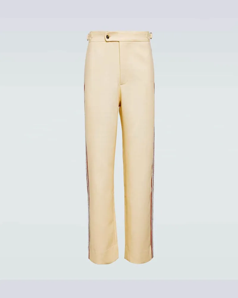 BODE Bestickte Hose Stria aus Baumwolle Weiã