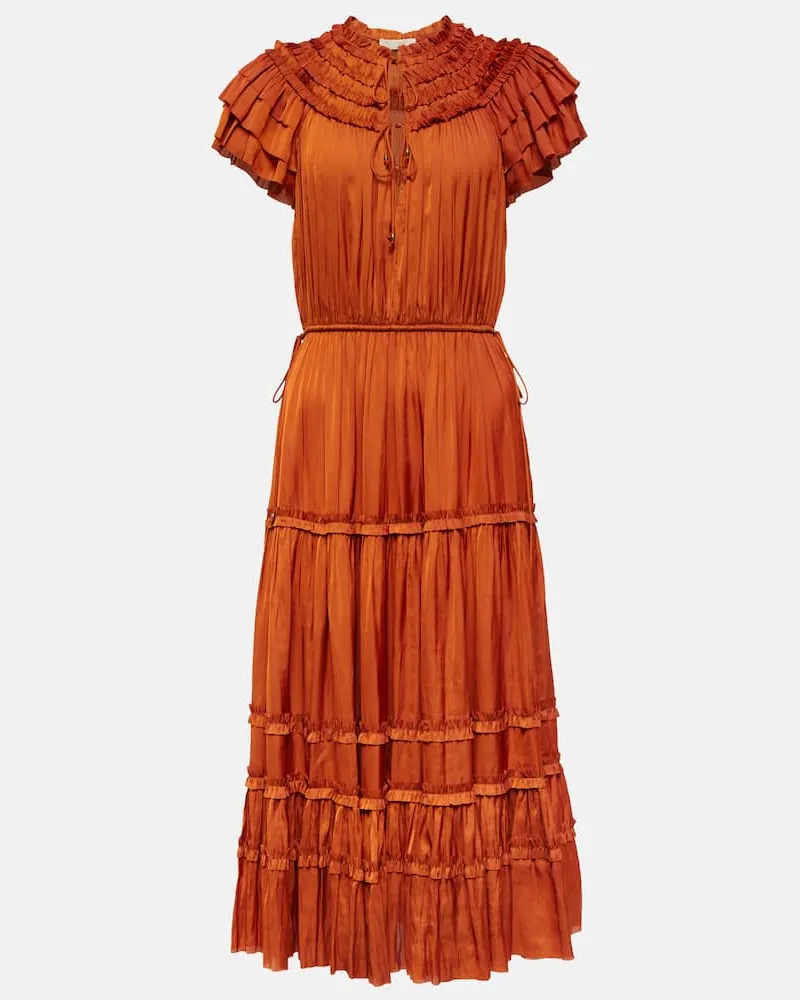 Ulla Johnson Midikleid Isadora aus Satin Orange