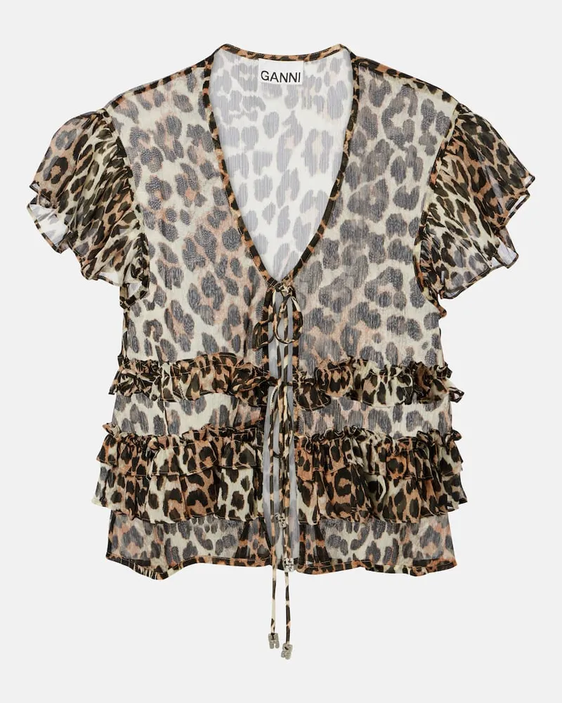 Ganni Bedruckte Bluse aus Chiffon Multicolor