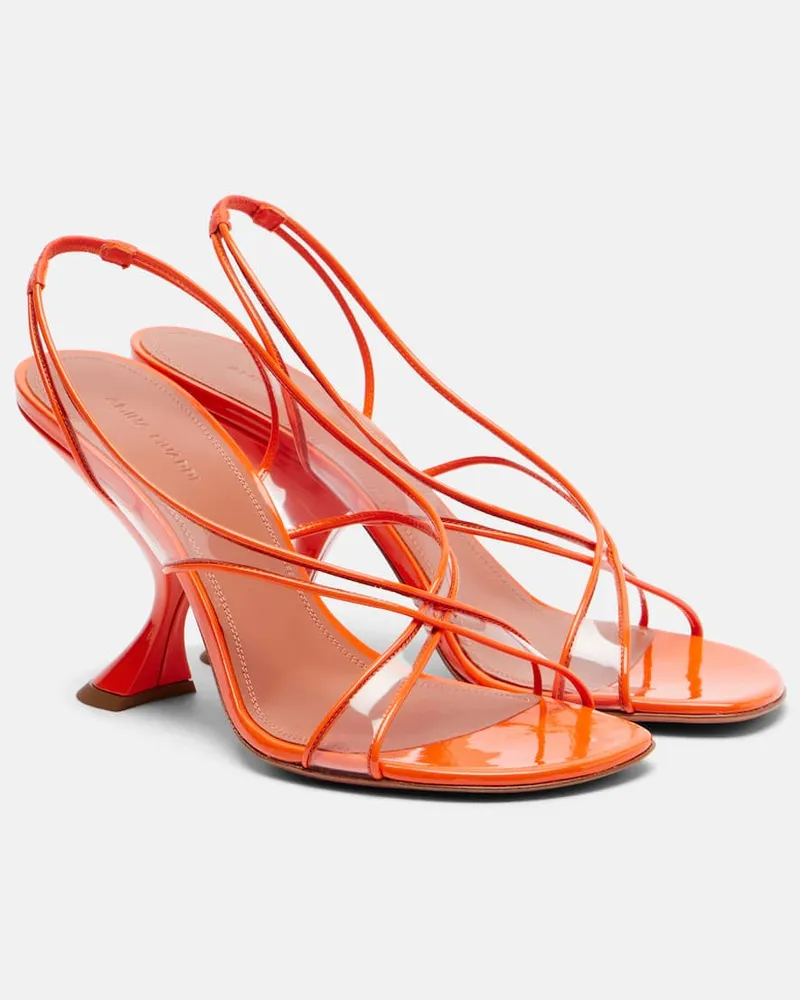 Amina Muaddi Sandalen Lena 90 mit Lackleder Orange
