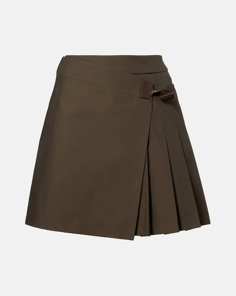 Loewe Wickelrock aus einem Baumwollgemisch mit Leder Grün
