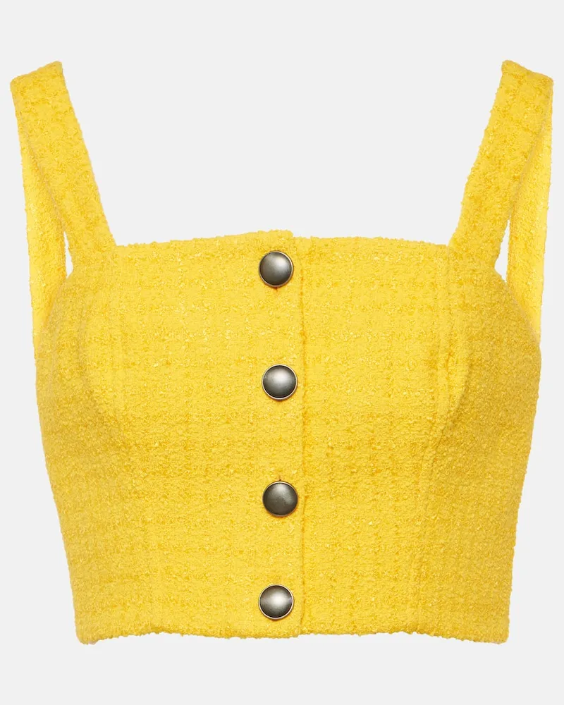 Alessandra Rich Cropped-Top aus Tweed Gelb