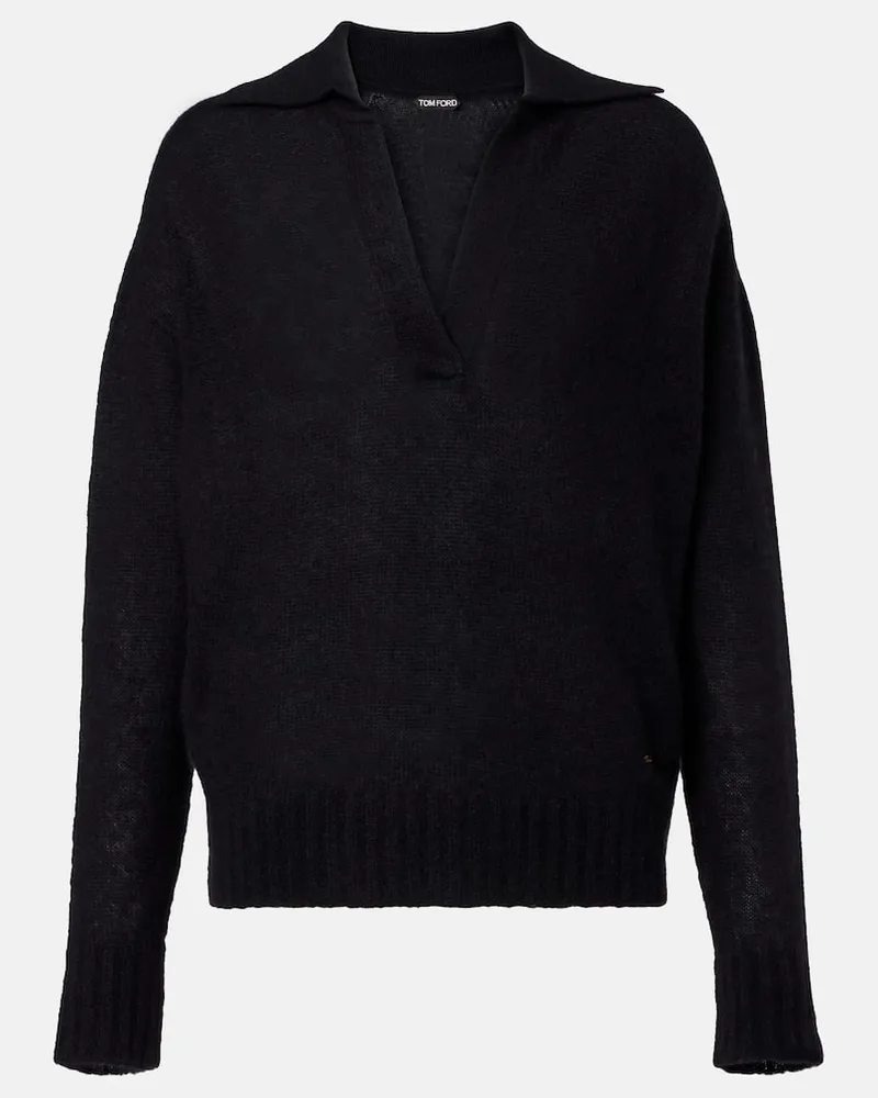 Tom Ford Polopullover aus Kaschmir und Seide Schwarz