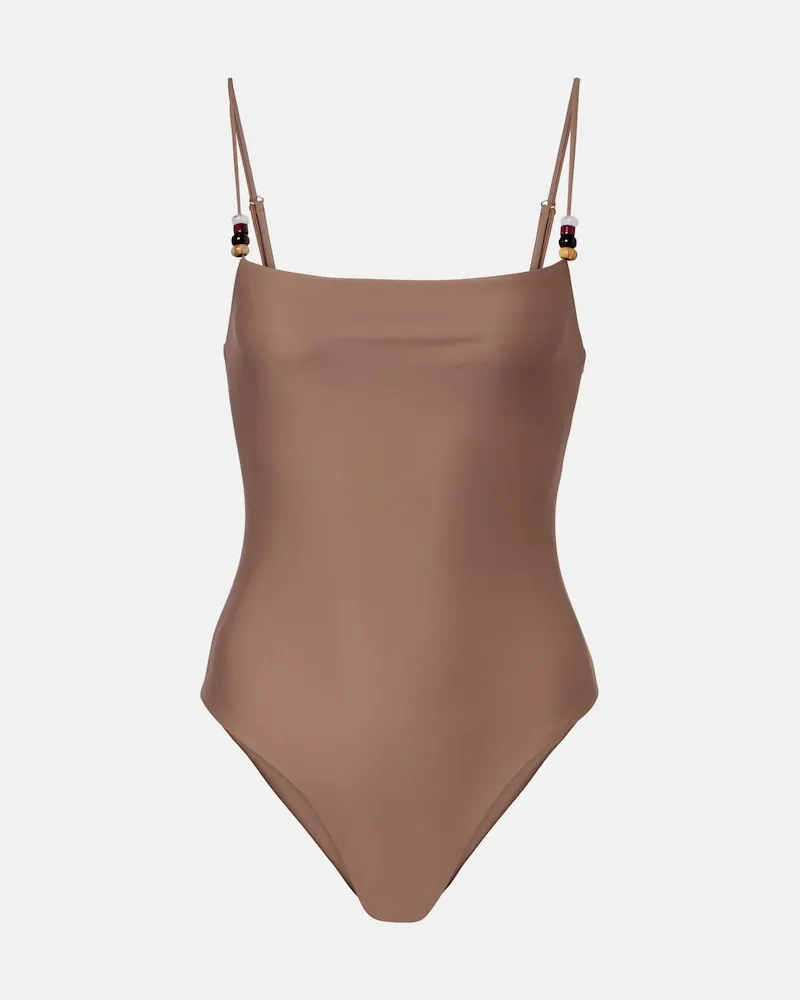 JADE SWIM Verzierter Badeanzug Layla Braun