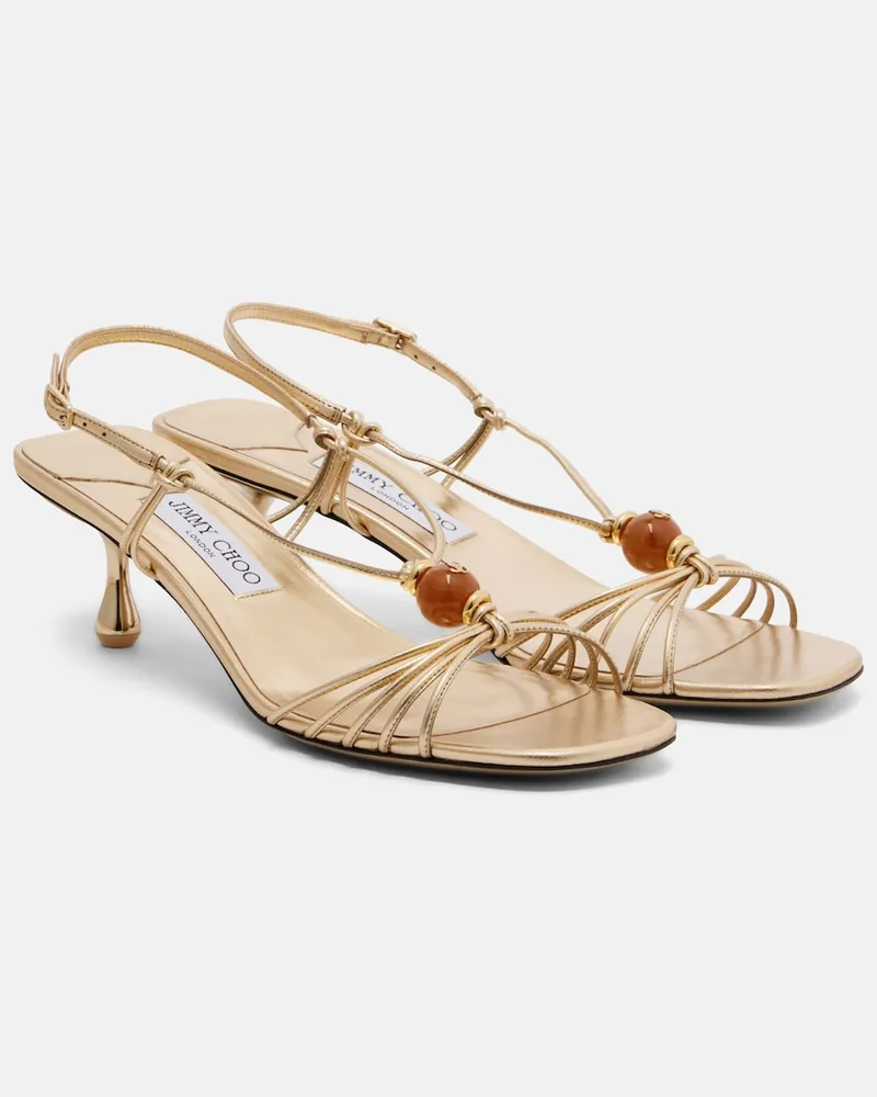 Jimmy Choo Pantoletten Lova aus Metallic-Leder Gold