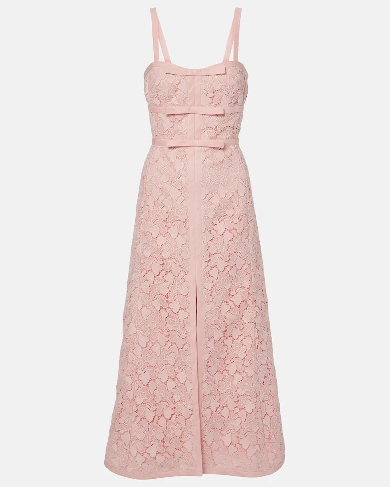Giambattista Valli Midikleid aus Makramee Pink