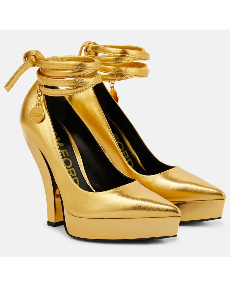 Tom Ford Plateau-Pumps aus Metallic-Leder Gold