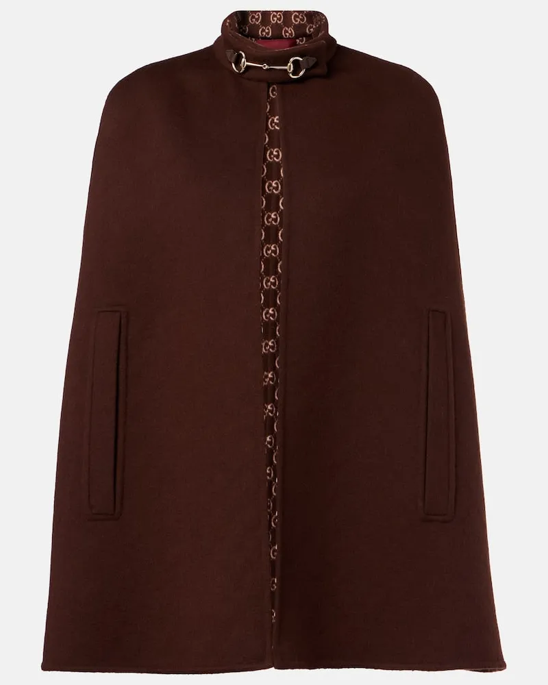 Gucci Cape Horsebit aus Wolle Braun