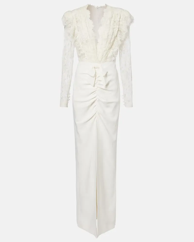 Alessandra Rich Robe aus Spitze Weiß