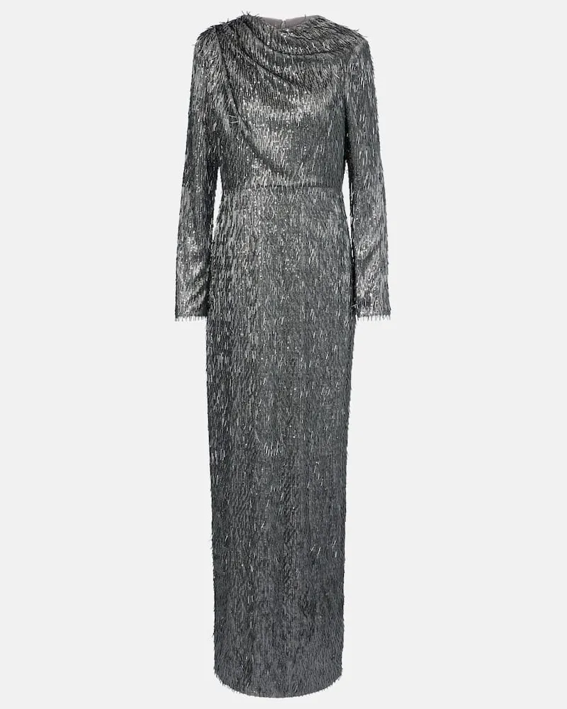 Erdem Maxikleid mit Pailletten Silber