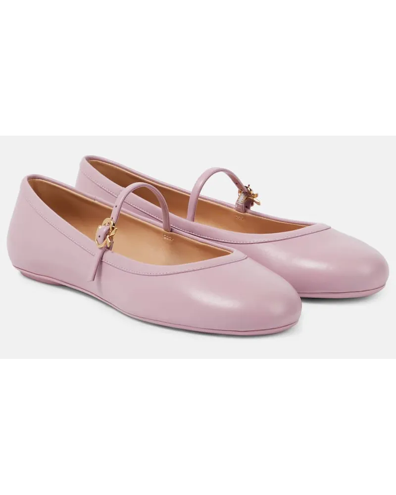 Gianvito Rossi Mary-Jane-Ballerinas Carla aus Leder Pink