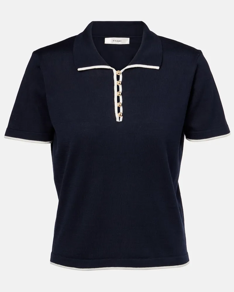 Frame Denim Polohemd Sport aus Baumwolle Blau