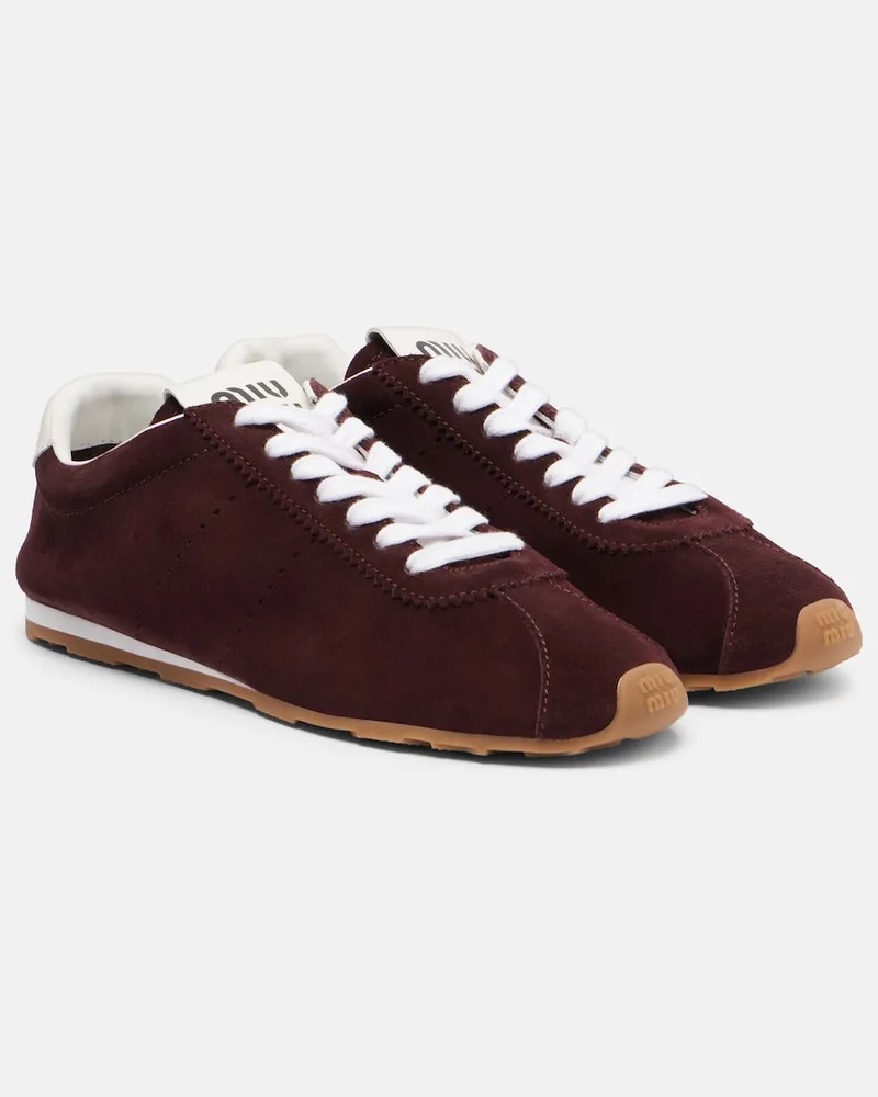 Miu Miu Sneakers Plume aus Veloursleder Burgunderrot