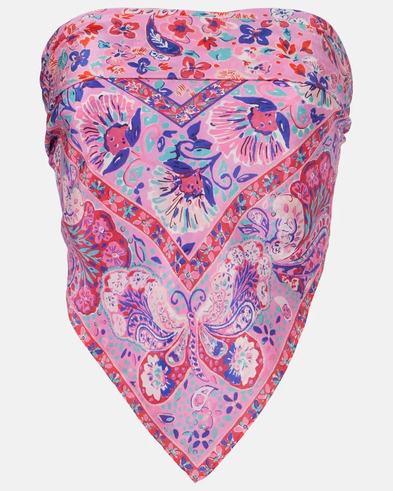 RIXO Bedrucktes Top Menno aus Seide Rosa