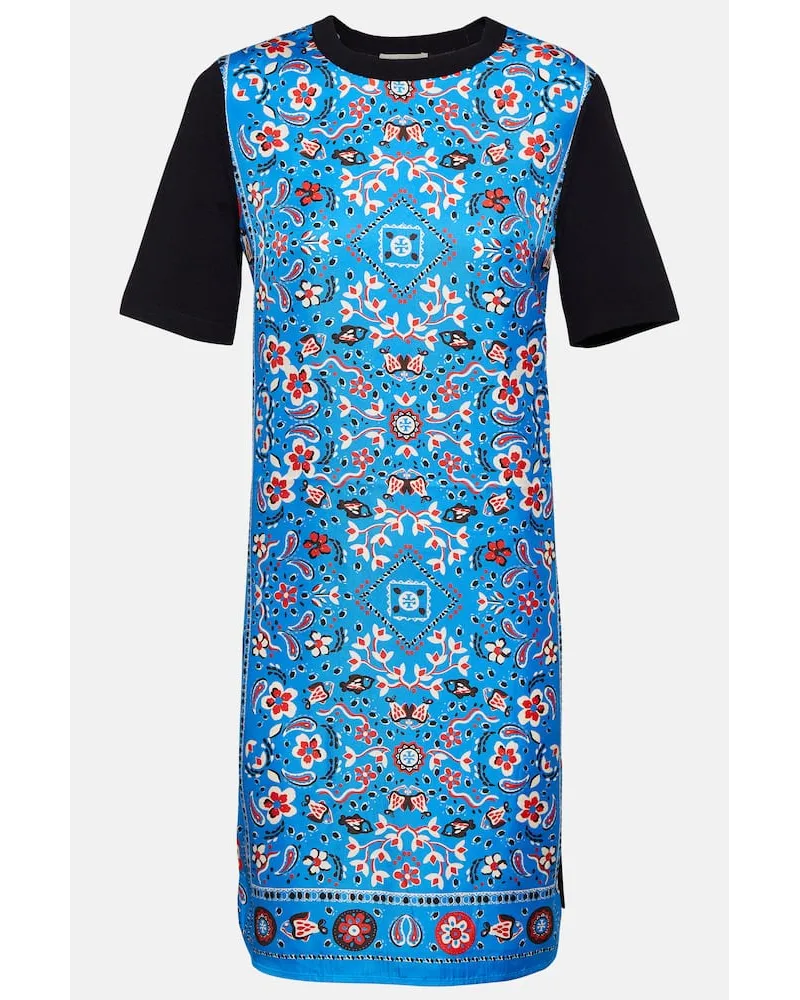 Tory Burch Minikleid aus Seide und Wolle Blau