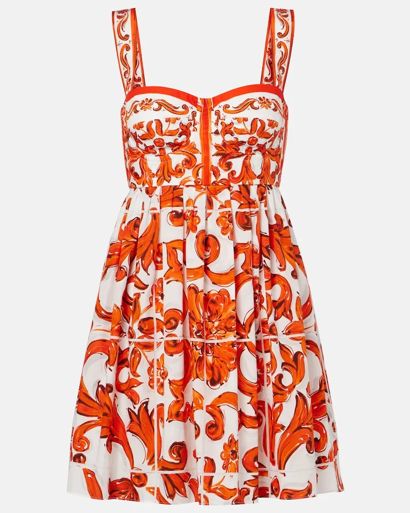 Dolce & Gabbana Minikleid Majolica aus Baumwollpopeline Orange