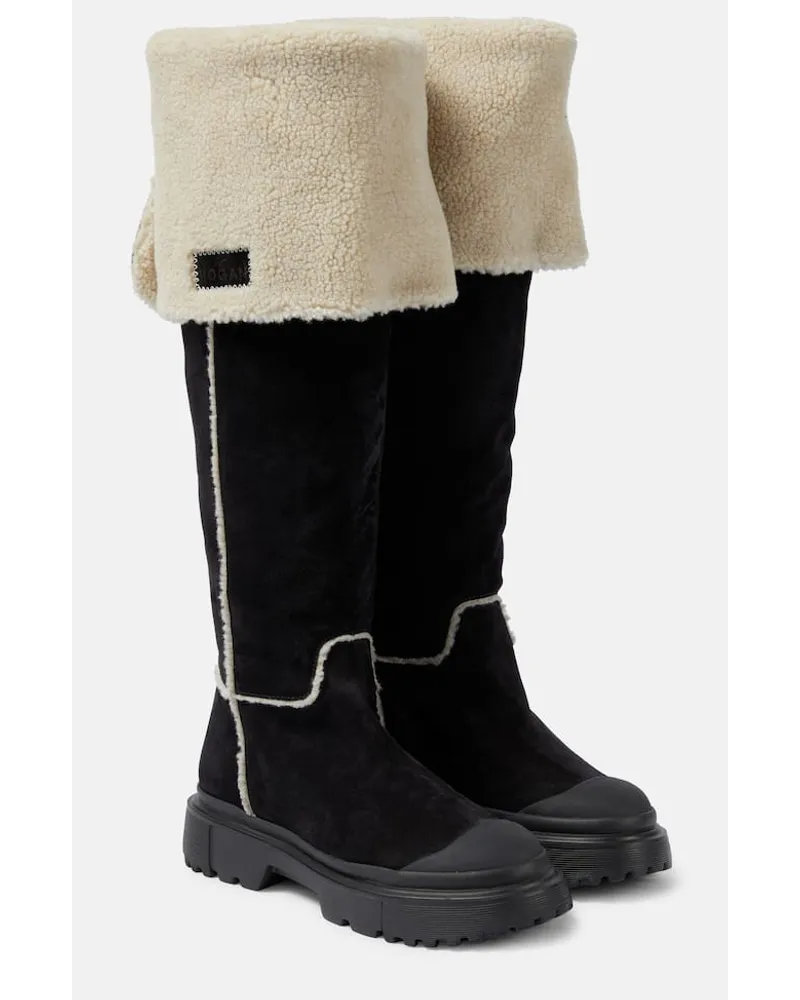 Hogan Stiefel H619 aus Veloursleder Schwarz