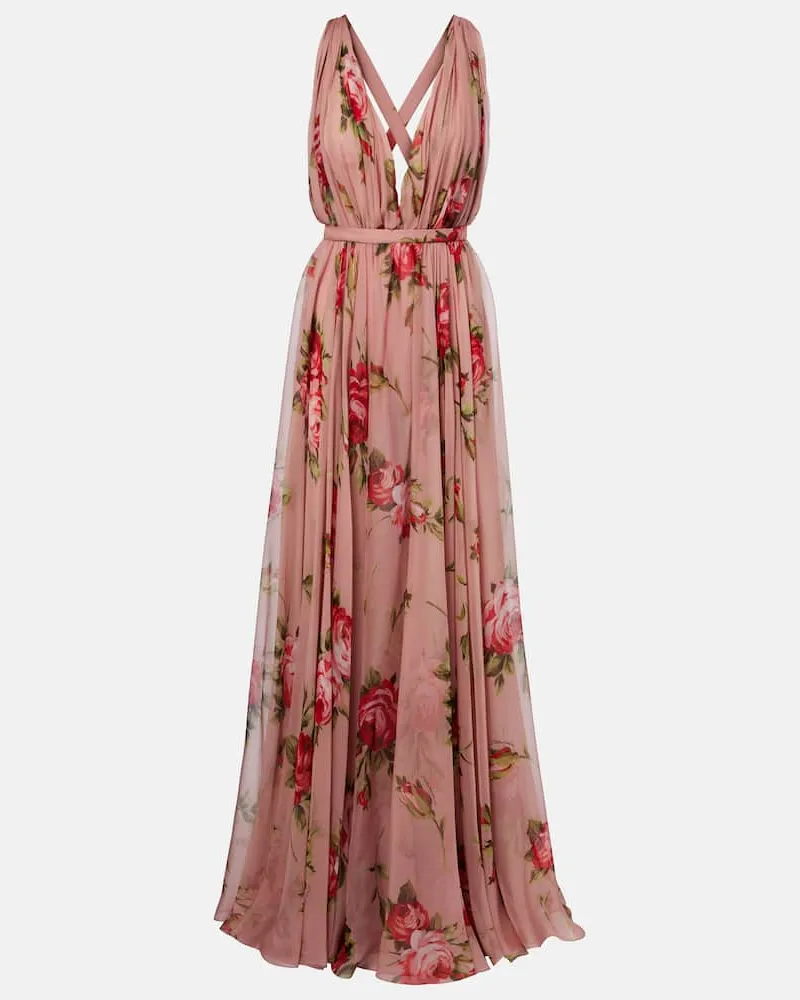Dolce & Gabbana Robe aus Seidenchiffon Rosa