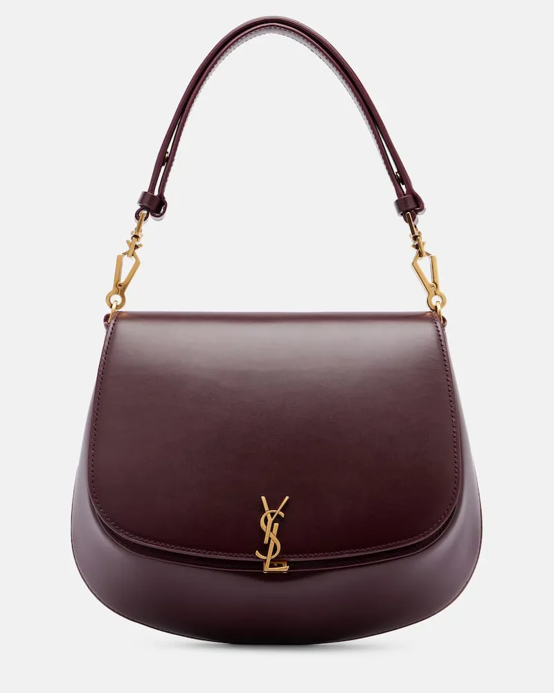 Saint Laurent Schultertasche Voltaire Medium aus Leder Burgunderrot