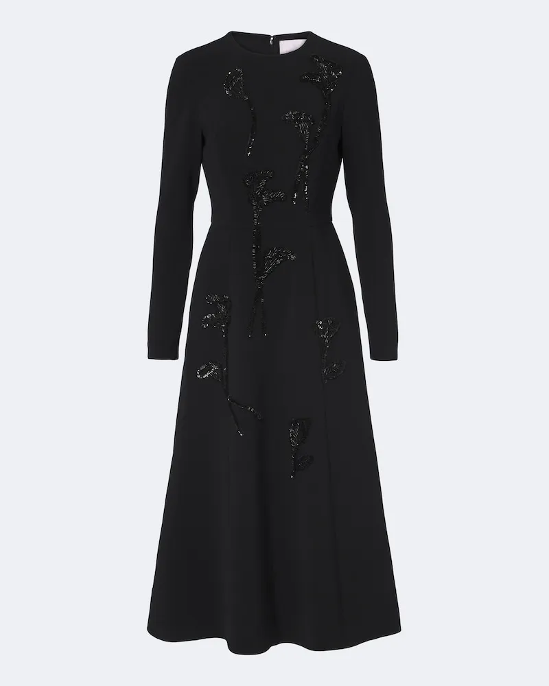 Carolina Herrera New York Verziertes Midikleid Schwarz