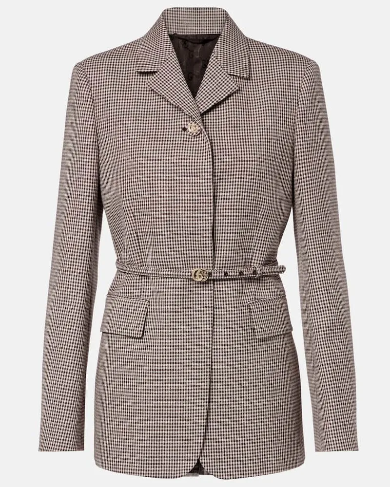 Gucci Blazer Double G aus Wolle Braun