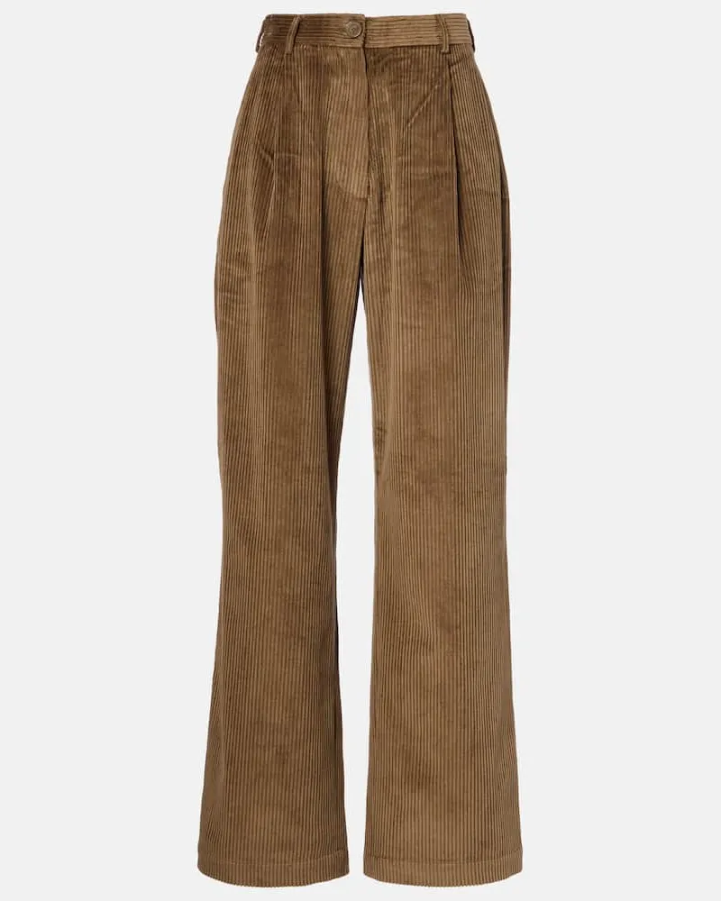 FRANKIE Shop Gerade Hose Norstrand aus Baumwoll-Cord Grün