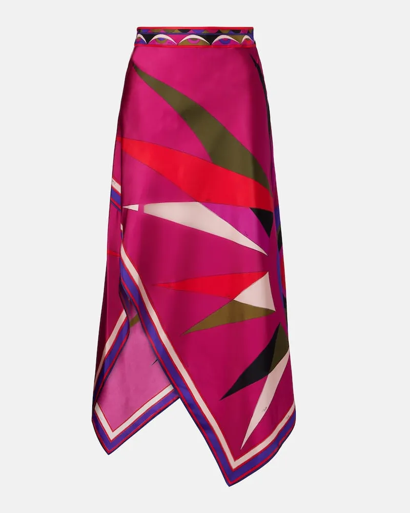 Emilio Pucci Midirock Hawaii aus Seidensatin Multicolor