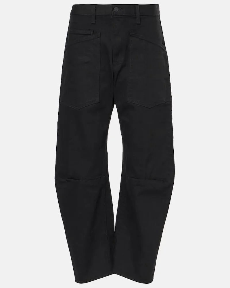 Nili Lotan High-Rise Barrel Jeans Shon Schwarz