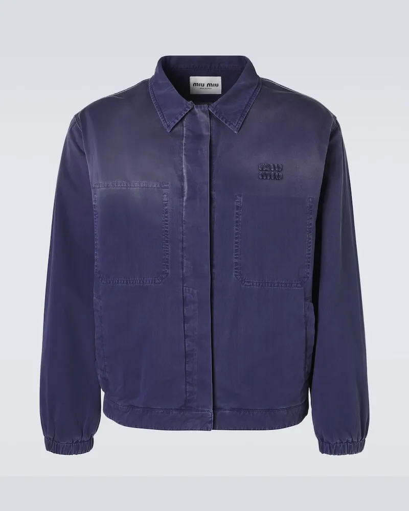 Miu Miu Hendjacke aus Baumwoll-Twill Blau