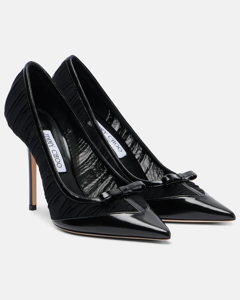 Jimmy Choo Pumps Love 100 aus Mesh und Leder Schwarz