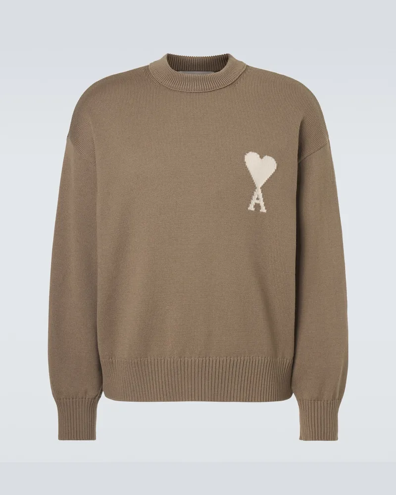 AMI Paris Pullover Ami de Cœur aus einem Wollgemisch Beige