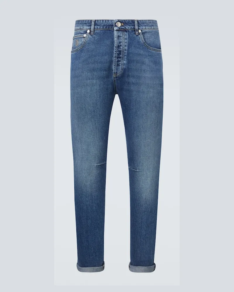 Brunello Cucinelli Mid-Rise Slim Jeans Blau