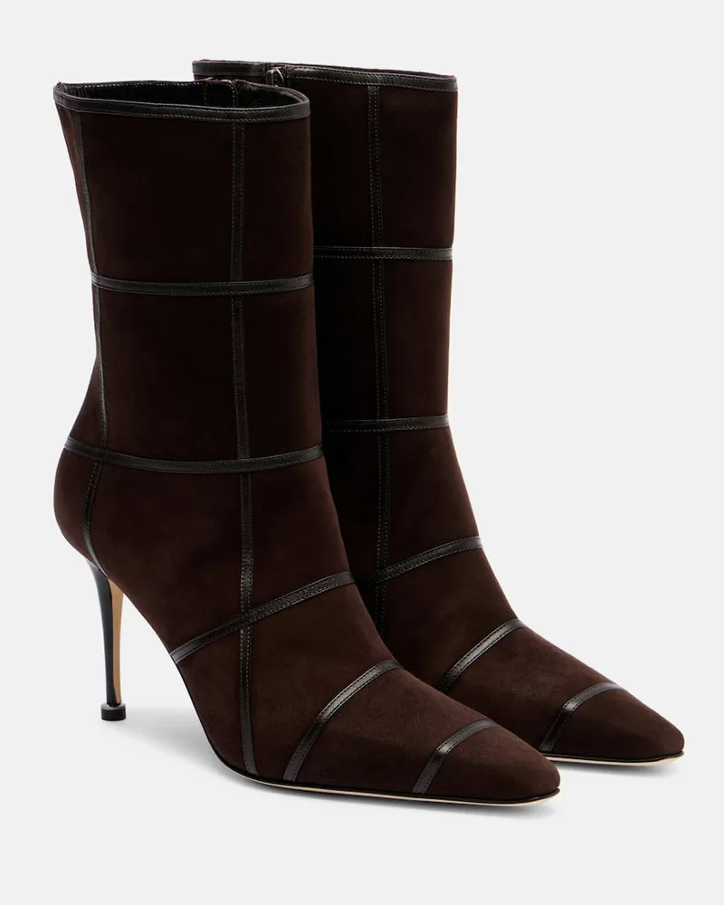 Manolo Blahnik Ankle Boots Trulona 90 aus Veloursleder Braun