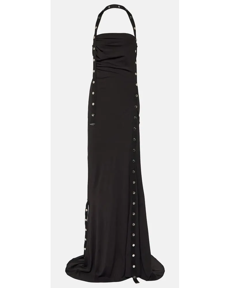ATTICO Maxikleid aus Jersey Schwarz