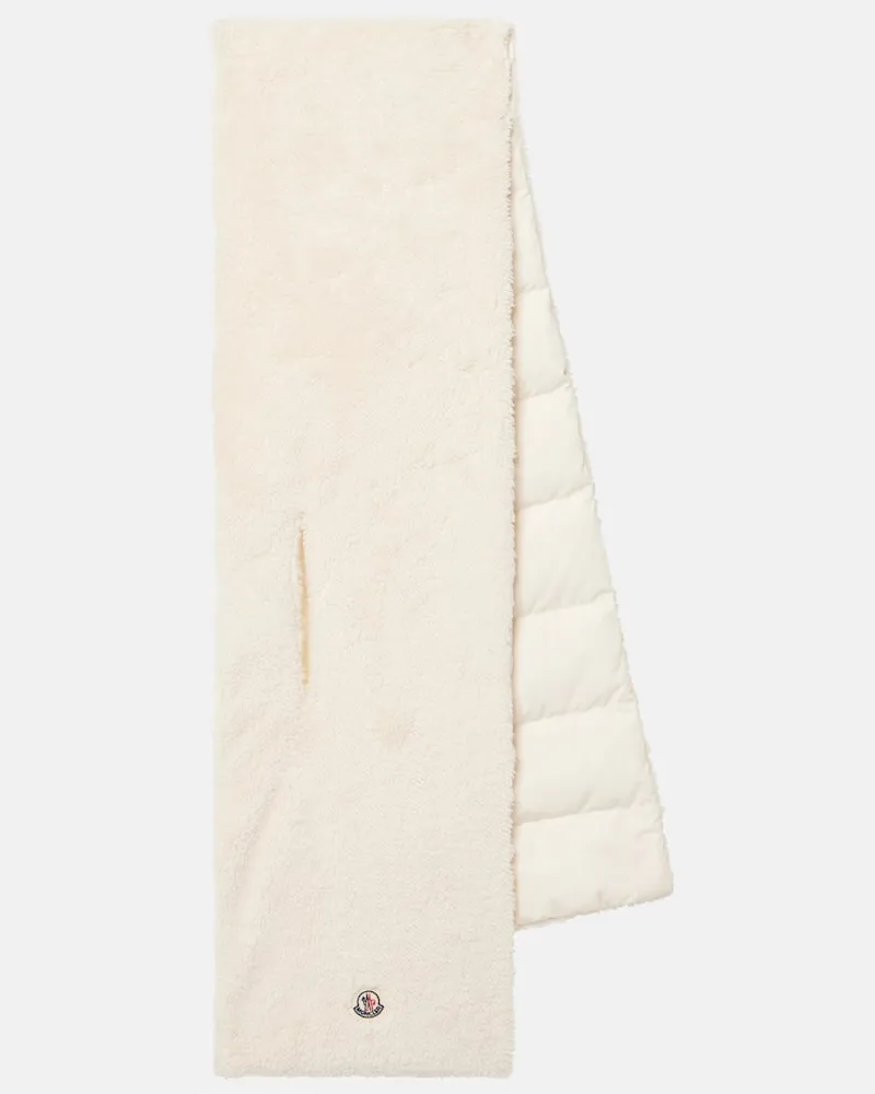 Moncler Schal mit Teddyfleece Weiß