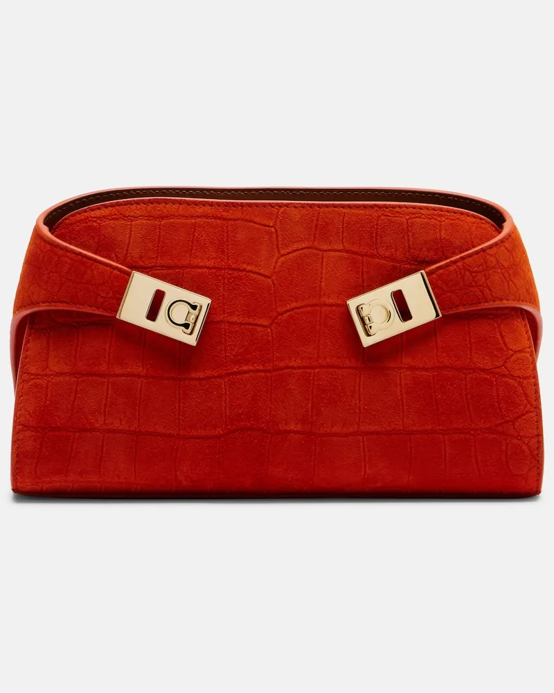 Ferragamo Schultertasche Hug Mini aus Veloursleder Orange