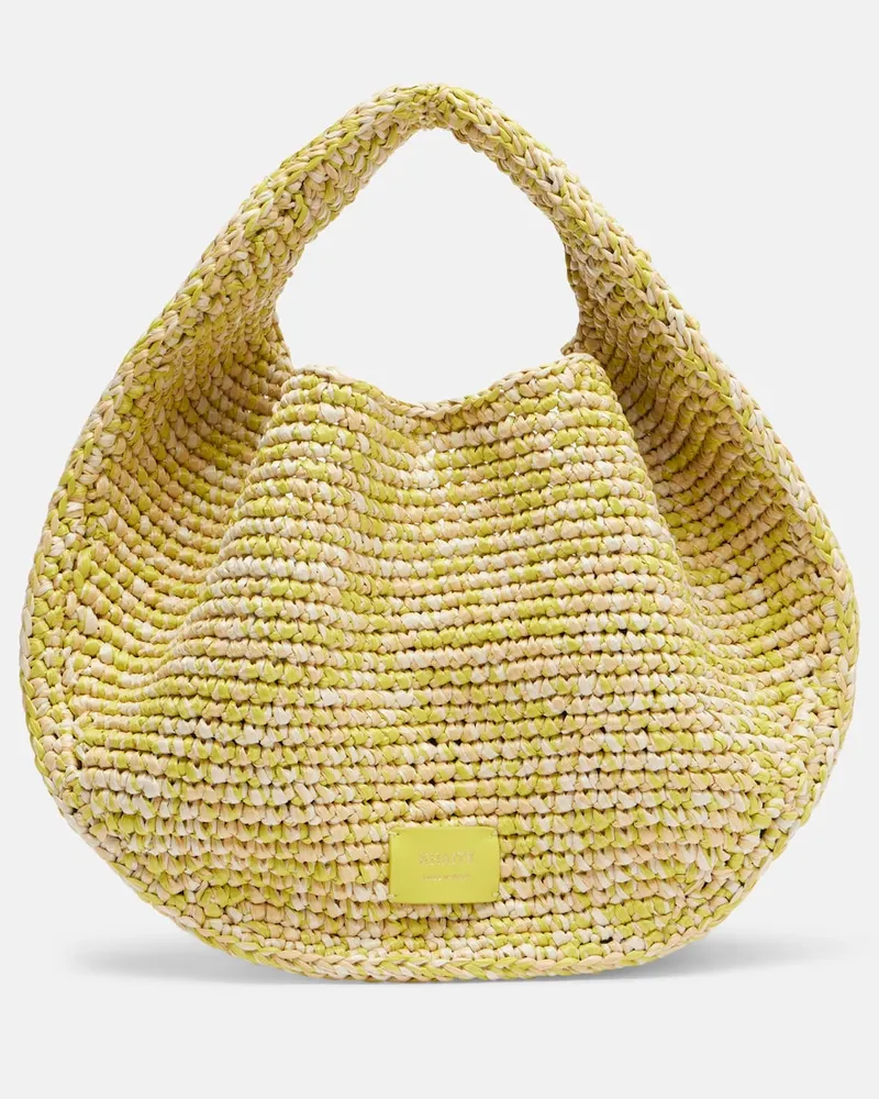 KHAITE Henkeltasche Olivia Medium aus Raffiabast Gelb