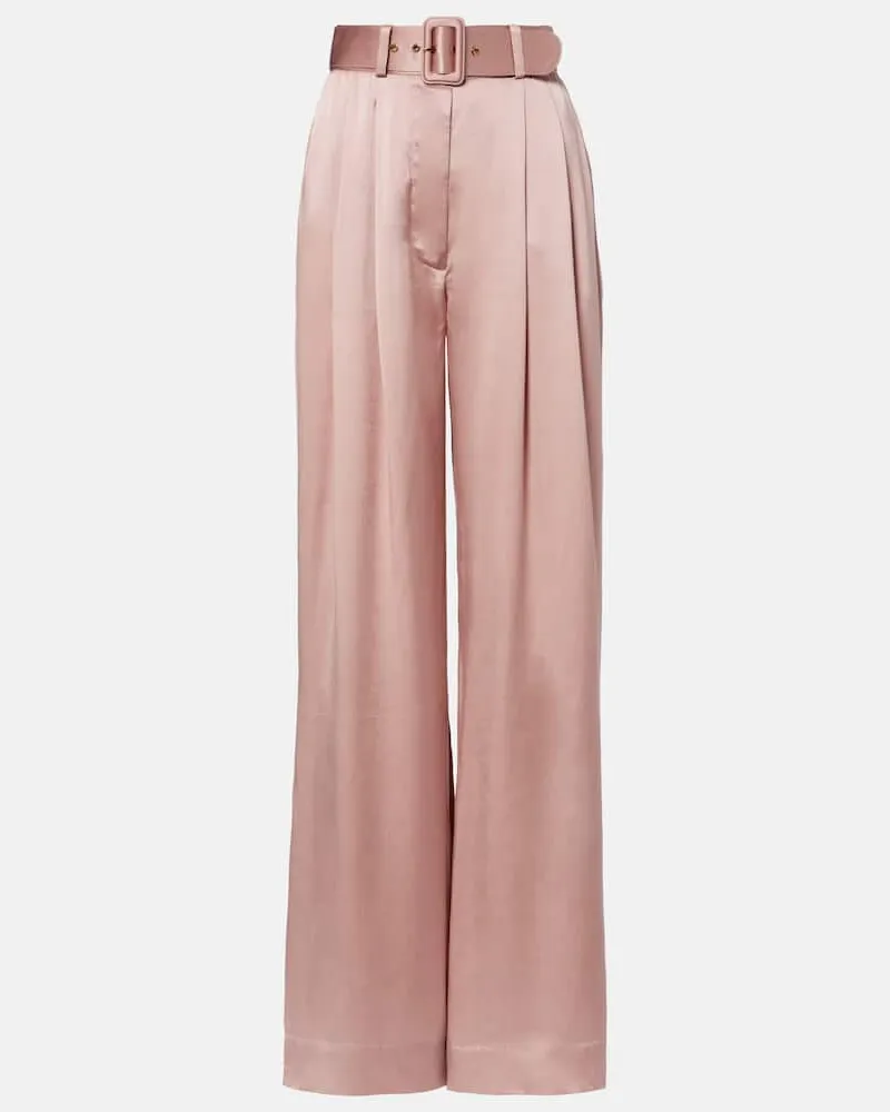 Zimmermann Weite Hose aus Seidensatin Rosa