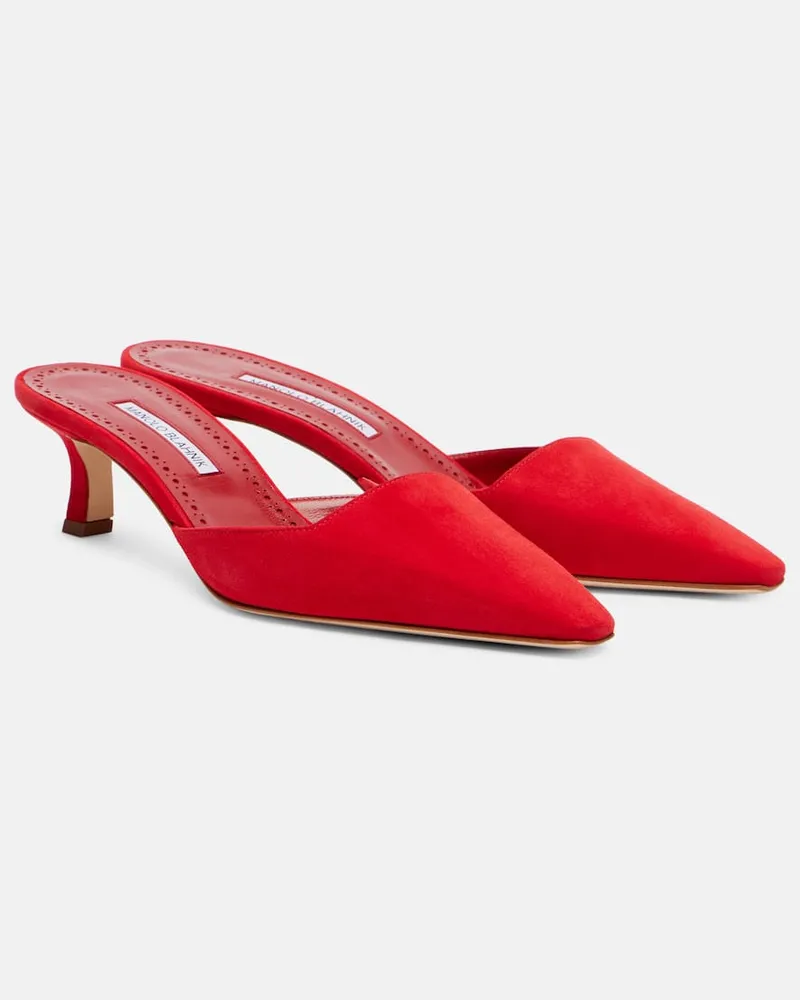 Manolo Blahnik Mules Moiramu aus Veloursleder Rot